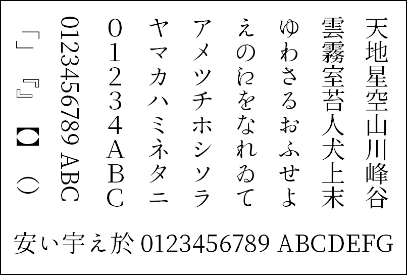 さらら明朝サンプル